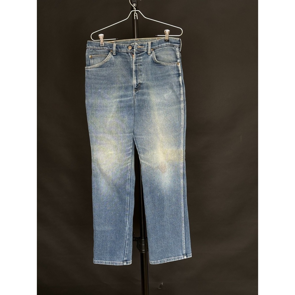 Lee Vintage Men's Straight Jeans Tag reads 34x32 - Medium Wash Blue Denim